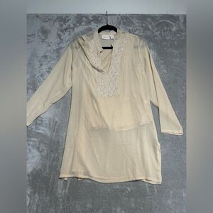 Chicos Sheer Layered Tunic Top Women’s Small 0 Beige beaded